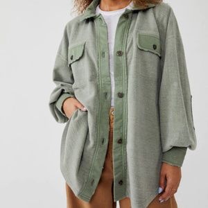 NWT Free People Ruby Shacket / Jacket in “jaded” olive green